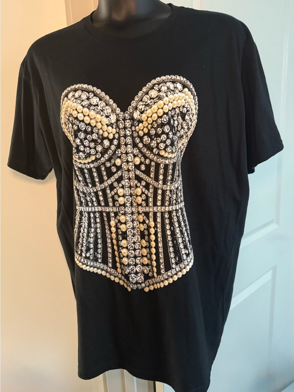 Fashion Nova Black Corset Embellished Graphic Tee - Picture 2 of 2